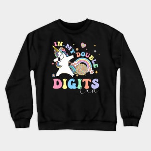 In My Double Digits Era Unicorn Birthday 10th Birthday Girl Crewneck Sweatshirt